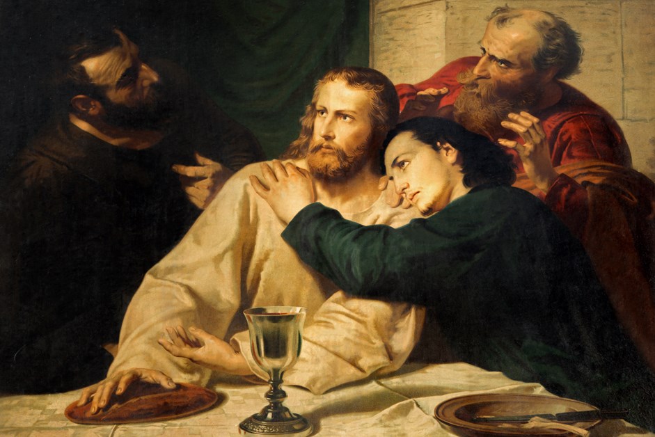 Leuven – Jesus and st. John at Last supper from 19. cent.