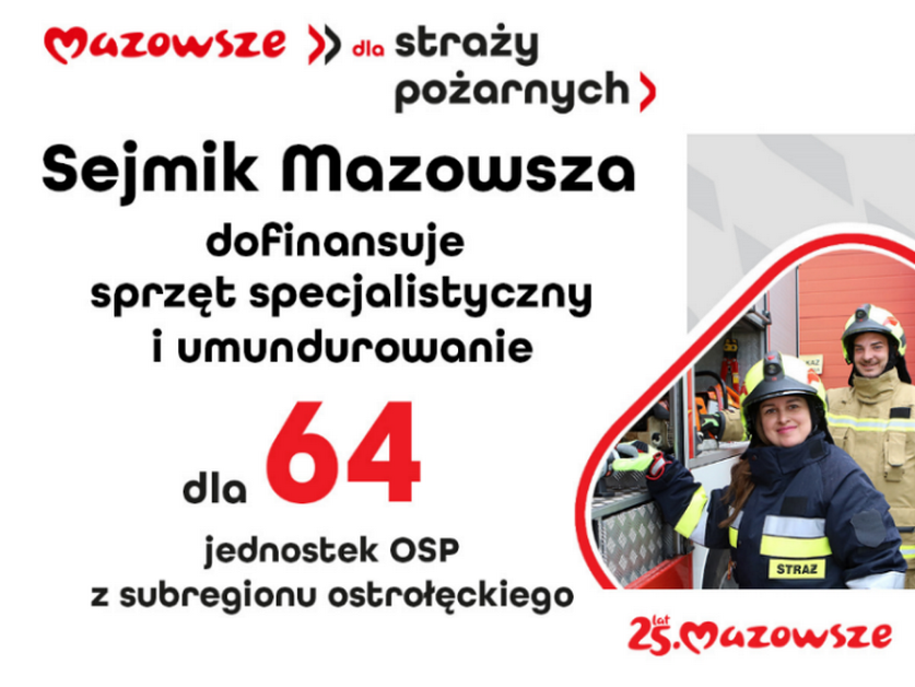 Mazowsze: Dofinansowanie dla jednostek OSP z budżetu Mazowsza