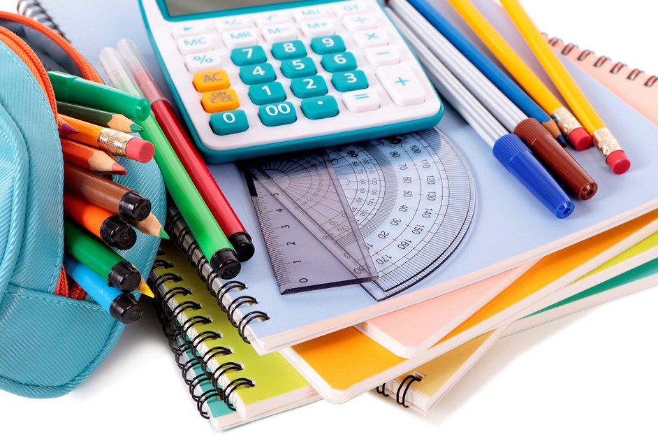School supplies with calculator