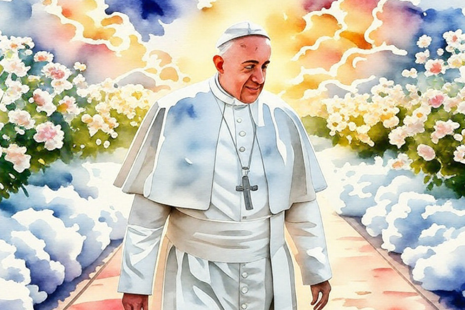 Papież Franciszek – akwarela 2025