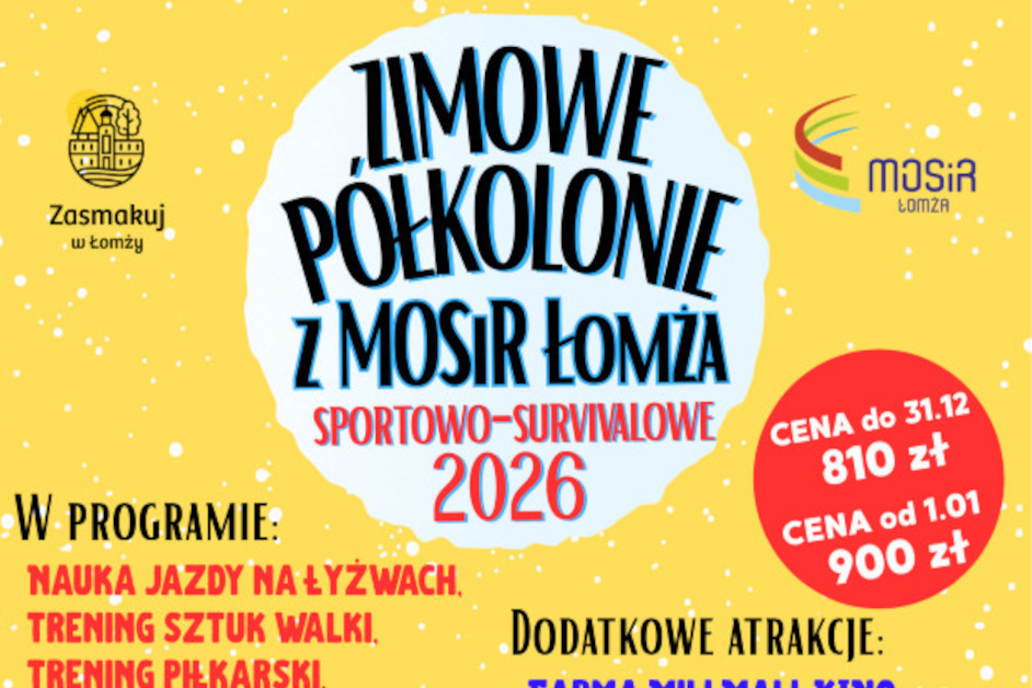Łomża: MOSiR ma propozycję na czas ferii. Zimowe półkolonie ruszą już 19 stycznia